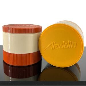Aladdin VTG Retro Insulated Thermo Jars Freezer Lid Soup Drink Food 6oz Set of 2